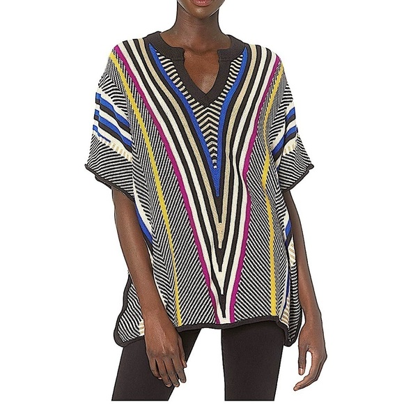 Trina Turk Sweaters - TRINA Turk Stripe Cozamel Cotton Sweater Poncho Size XS/S